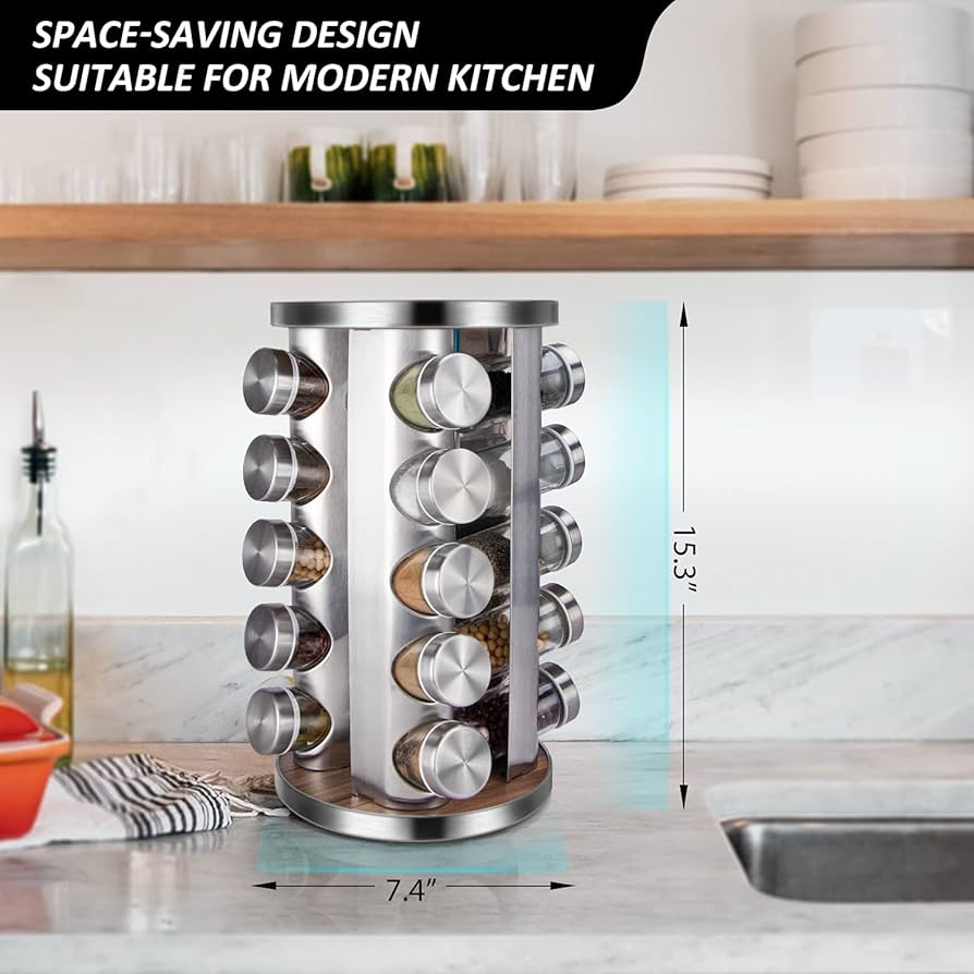 Amazon.com: dasaka Rotating Spice Rack Organizer with Jars